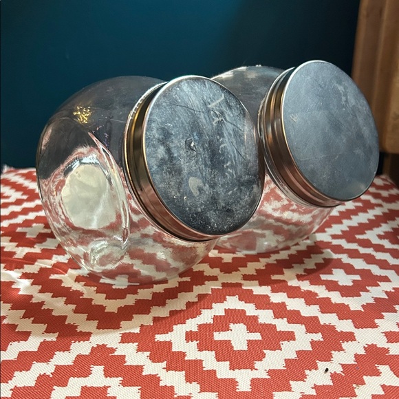 None Other - Glass Storage Jars with Black Lids